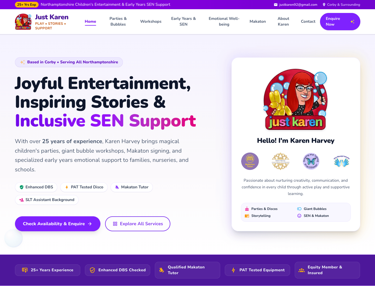 Screenshot of the Just Karen website